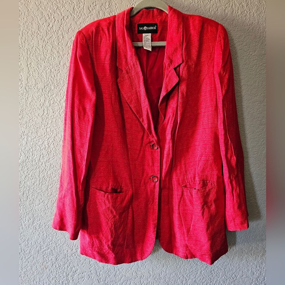 Sag Harbor Women's Red Blazer Jacket Size 18